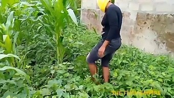 A Nigerian Agric-Teacher Checks On Her Students' Maize Crop And Gets Lucky With A College-Boy
